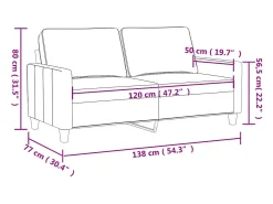 Sofá de 2 plazas de tela color crema 120 cm