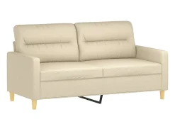 Sofá de 2 plazas de tela color crema 140 cm