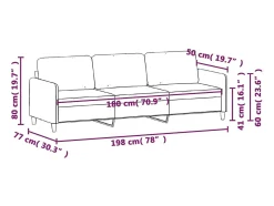 Sofá de 3 plazas de tela crema 180 cm