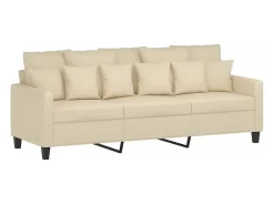 Sofá de 3 plazas de tela crema 180 cm