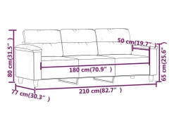 Sofá de 3 plazas de tela de microfibra beige 180 cm