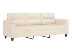 Sofá de 3 plazas de tela de microfibra beige 180 cm