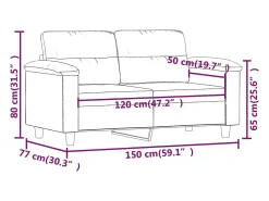 Sofá de 2 plazas de tela de microfibra beige 120 cm