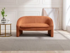 Sofá de 2 plazas de tela de color terracota estilo diseño OSSANA