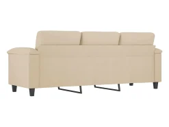 Sofá de 3 plazas de tela de microfibra color crema 180 cm