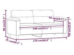 Sofá de 2 plazas de tela de microfibra beige 140 cm