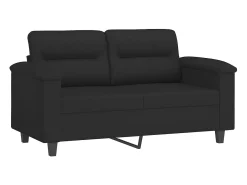 Sofá de 2 plazas de tela de microfibra negro 120 cm