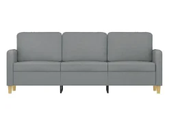 Sofá de 3 plazas de tela gris claro 180 cm