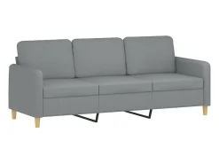 Sofá de 3 plazas de tela gris claro 180 cm