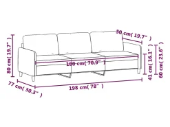 Sofá de 3 plazas de tela gris claro 180 cm