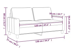 Sofá de 2 plazas de tela gris taupé 120 cm