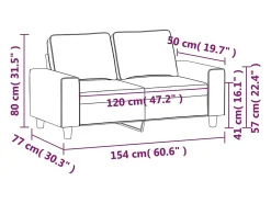 Sofá de 2 plazas de tela gris taupé 120 cm