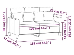 Sofá de 2 plazas de tela gris claro 120 cm
