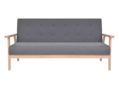 Sofá de 3 plazas de tela gris oscura PWFG16552