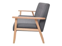 Sofá de 3 plazas de tela gris oscura PWFG16552
