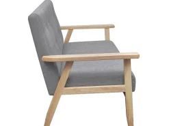 Sofá de 2 plazas de tela gris claro PWFG73001