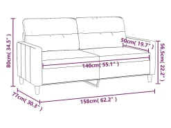 Sofá de 2 plazas de tela gris oscuro 140 cm