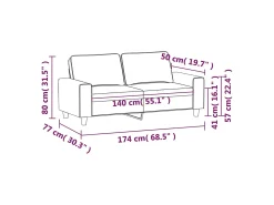 Sofá de 2 plazas de tela gris taupé 140 cm