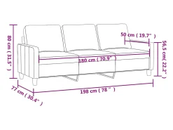 Sofá de 3 plazas de tela marrón 180 cm