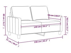 Sofá de 2 plazas de tela marrón 140 cm