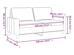 Sofá de 2 plazas de tela marrón 120 cm