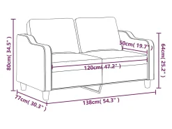 Sofá de 2 plazas de tela marrón 120 cm