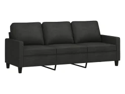 Sofá de 3 plazas de tela negro 180 cm
