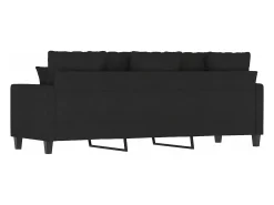 Sofá de 3 plazas de tela negro 180 cm