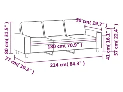 Sofá de 3 plazas de tela negro 180 cm