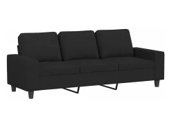 Sofá de 3 plazas de tela negro 180 cm