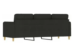 Sofá de 3 plazas de tela negro 180 cm