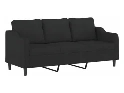 Sofá de 3 plazas de tela negro 180 cm