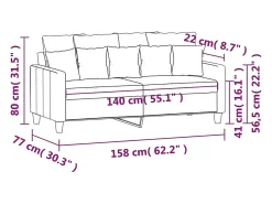Sofá de 2 plazas de tela rojo tinto 140 cm