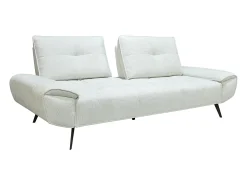 Sofá de 3 plazas de tela texturizada blanco marfil con respaldo avanzable-reclinable KELOPA
