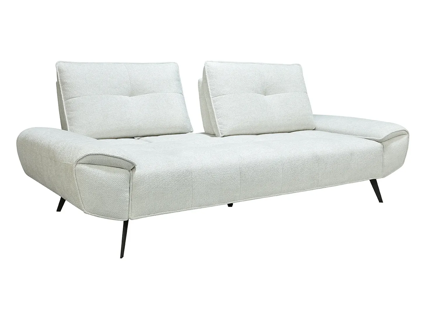 Sofá de 3 plazas de tela texturizada blanco marfil con respaldo avanzable-reclinable KELOPA