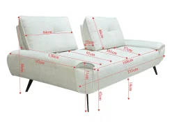 Sofá de 3 plazas de tela texturizada blanco marfil con respaldo avanzable-reclinable KELOPA