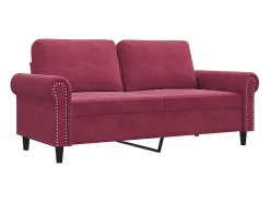 Sofá de 2 plazas de terciopelo rojo tinto 140 cm