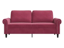 Sofá de 2 plazas de terciopelo rojo tinto 140 cm