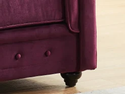 Sofá de 3 plazas de terciopelo color ciruela CHESTERFIELD