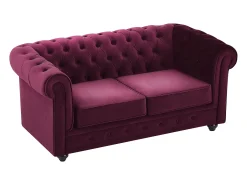 Sofá de 2 plazas de terciopelo color morado CHESTERFIELD
