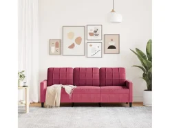 Sofá de 3 plazas de terciopelo rojo tinto 180 cm