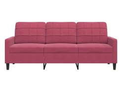 Sofá de 3 plazas de terciopelo rojo tinto 180 cm