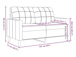 Sofá de 2 plazas de terciopelo gris oscuro 120 cm