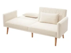 Sofá de 2 plazas de terciopelo beige, con respaldo y reposabrazos ajustables, de diseño moderno, para salón o dormitorio