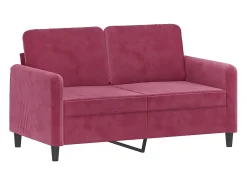 Sofá de 2 plazas de terciopelo rojo tinto 120 cm