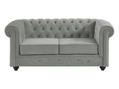Sofá de 2 plazas de terciopelo gris claro CHESTERFIELD