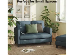 Sofá de 2 plazas de terciopelo de Teddy, con un asiento profundo de 55 cm y reposabrazos - 128x78x89cm