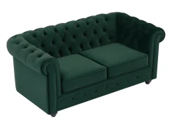 Sofá de 2 plazas de terciopelo verde CHESTERFIELD