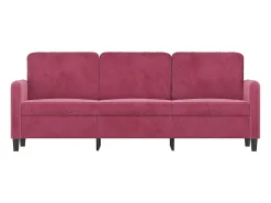 Sofá de 3 plazas de terciopelo rojo tinto 180 cm