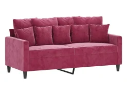 Sofá de 2 plazas de terciopelo rojo tinto 140 cm